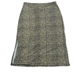 Vintage Eye Candy Animal Leopard Print Midi Skirt Tan Black Medium
